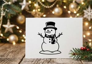 Cute Snowman with Top Hat and Scarf for Winter Holiday Decor