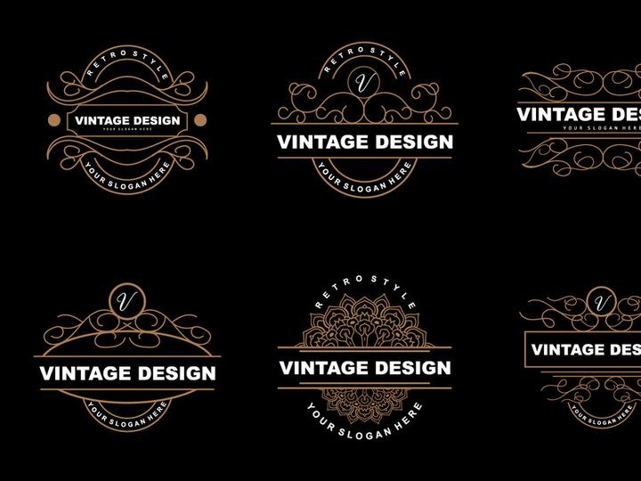 Retro Vintage Design, Luxurious Minimalist Vector Ornament Logo