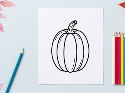 Hand-drawn pumpkin illustration for autumn decor. Artistic sketch of a pumpkin for seasonal design projects.