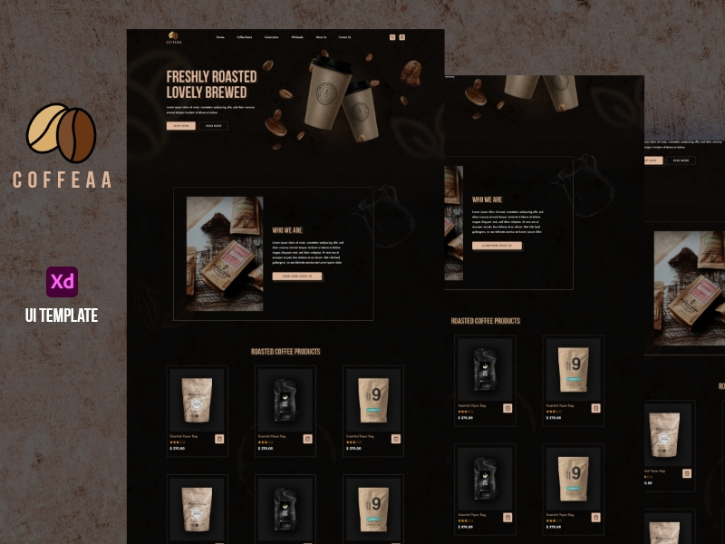 Coffeaa UI Template - UI Adobe XD