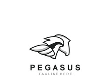 Pegasus horse Logo minimalist, Line art, Modern simple mascot, Mystic premium emblem