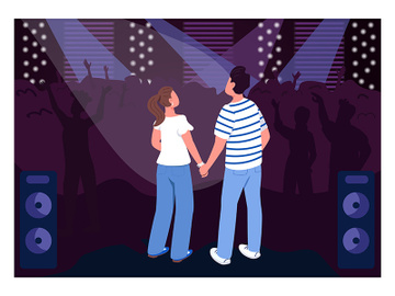 Teenage couple in club flat color vector illustration preview picture
