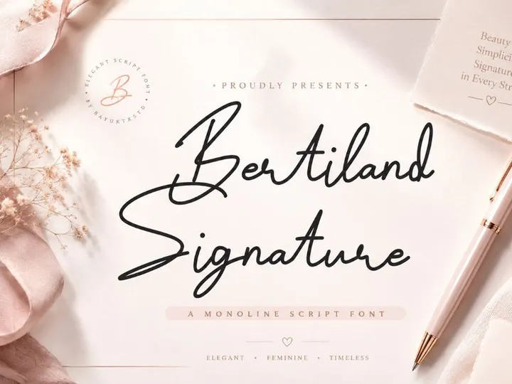 Bertiland Signature – Monoline Script Font