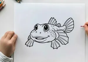 Cute cartoon fish smiling vector illustration flat design