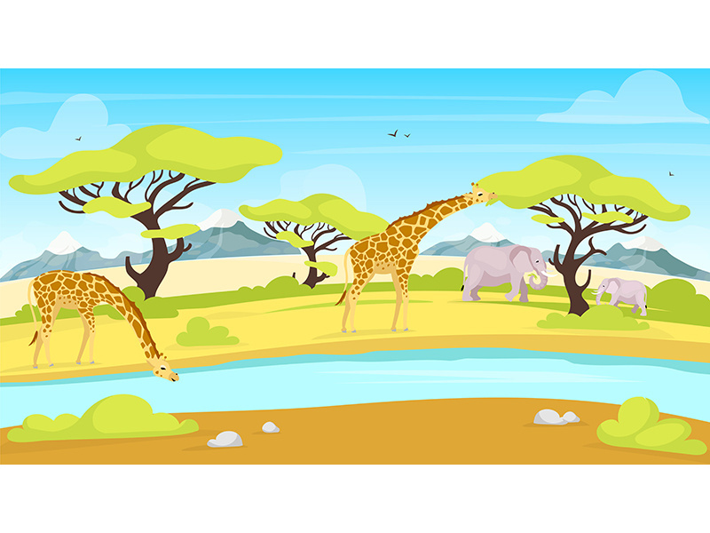 African conservation flat vector illustration