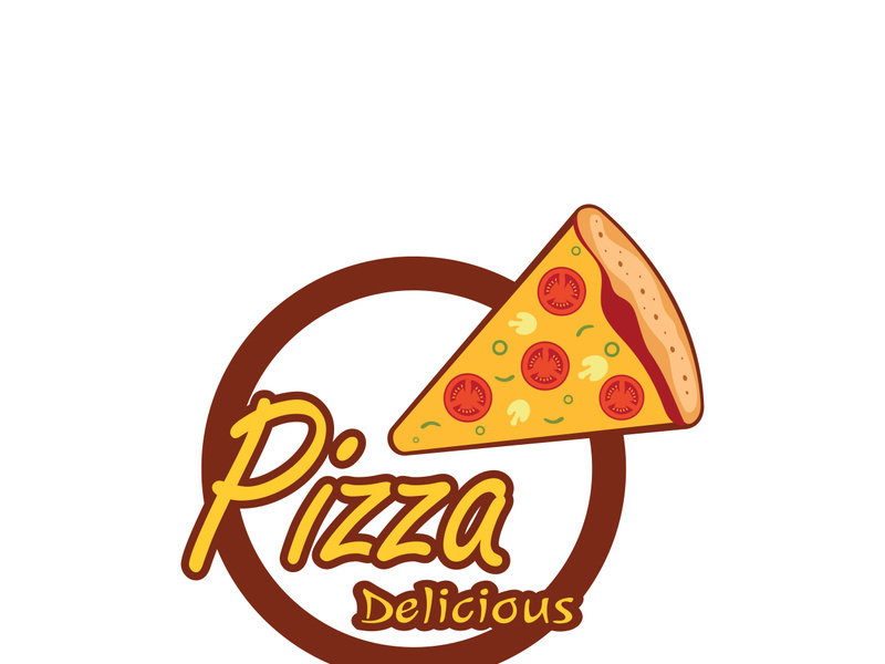 pizza logo design template illustration vector