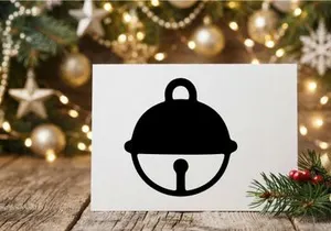 Ícone de sino de Natal preto para design de feriados e decoração festiva.
