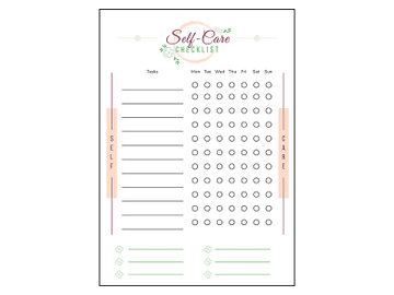 Self care checklist minimalist planner page design preview picture