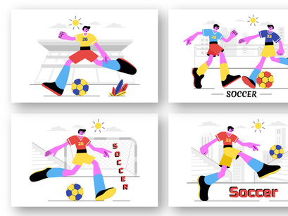 9 Soccer Sports Vector Illustration
