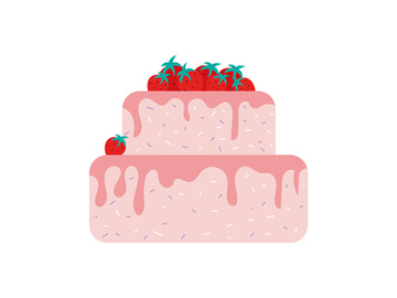 Strawberry cake semi flat color vector object preview picture
