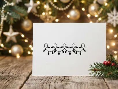 Christmas string lights silhouette isolated on white background for holiday design projects