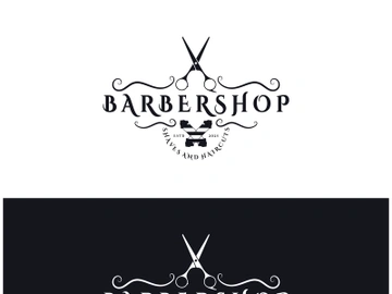 Barbershop logo vintage, retro, haircut, shaving, with scissors, shaving pole, comb, razor. for business, emblems, labels, barber shops, badges. preview picture