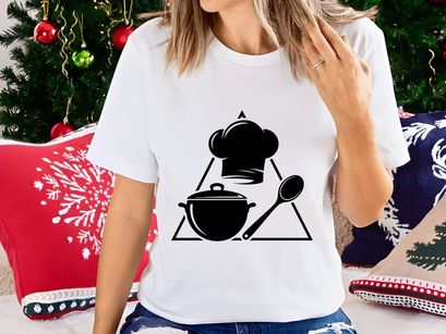 Culinary Arts Chef Hat Pot Spoon Icon in Triangle Frame