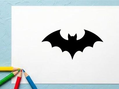 Silhouette eines Fledermaus mit ausgebreiteten Flügeln in Schwarz