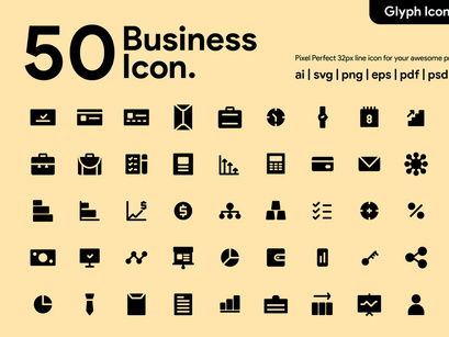 50 Business Glyph Icon