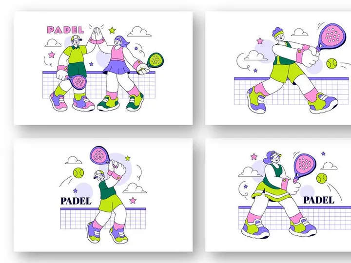 10 Padel Vector Illustration