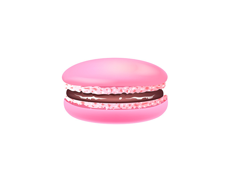 Macaroon, pink almond cookie realistic vector illustration