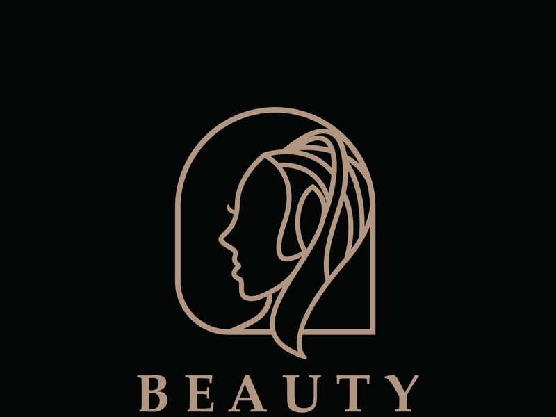 Woman Beauty face care logo. Nature face saloon and spa design flat vector