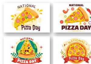 14 National Pizza Day Vector Illustration