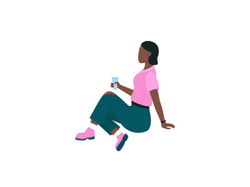 African american woman on picnic flat color vector faceless character preview picture