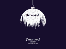 Christmas background ball, forest tree typography