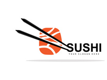 Sushi Logo, Japanese Food Sushi Seafood Vector