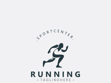 Running sport athlete logo design concept illustration template