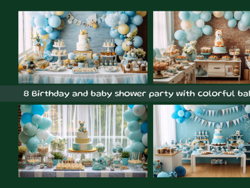 Birthday and baby shower party with colorful balloons preview picture