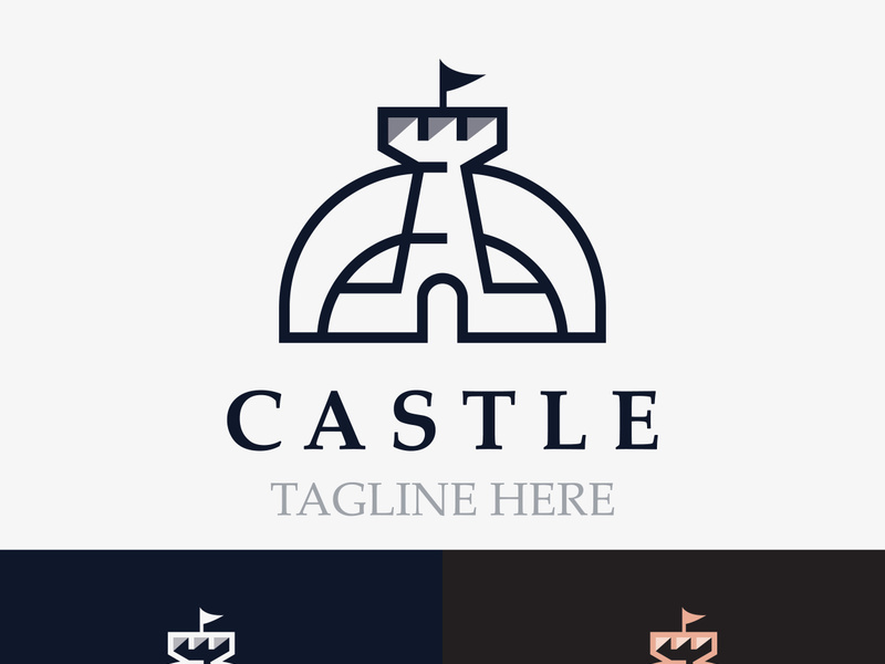 Castle kingdom logo graphic template design, Ancient castle vintage vector