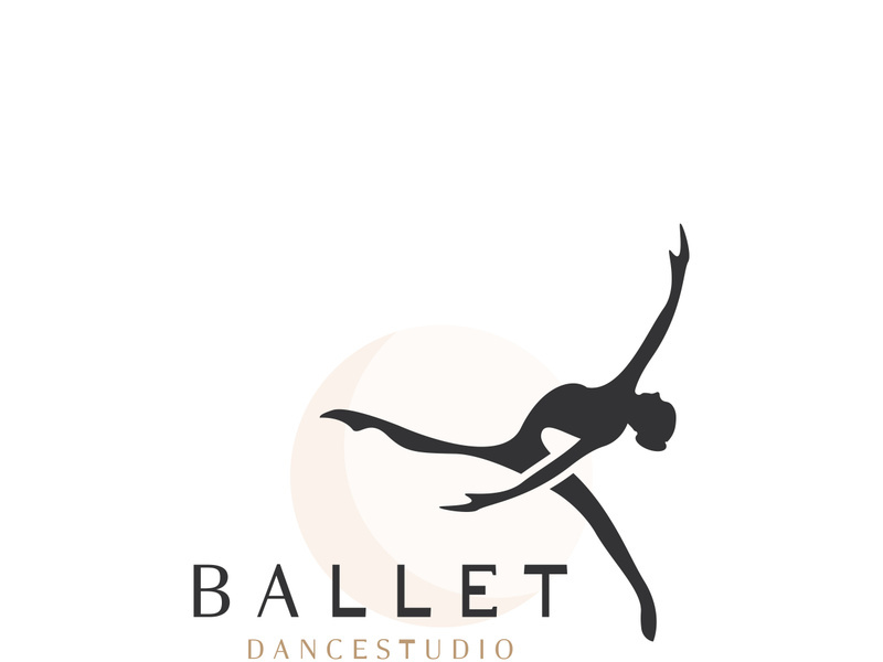 Ballet Dance studio logo design. Silhouette of a girl Dancing class abstract figure illustration