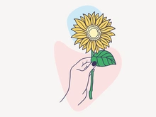 Women Hand Give a Flower, Vector Illustration