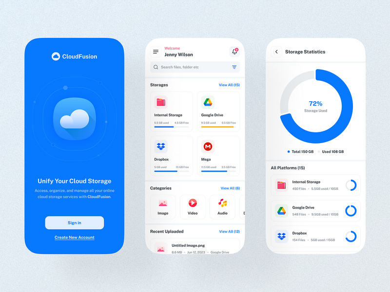 Combined Cloud Storage Managing Apps Design