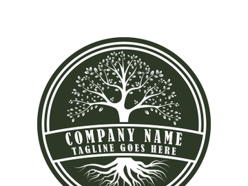 Root Leaf Family Tree of Life Oak Banyan Maple Stamp Seal Emblem Label logo design vector preview picture