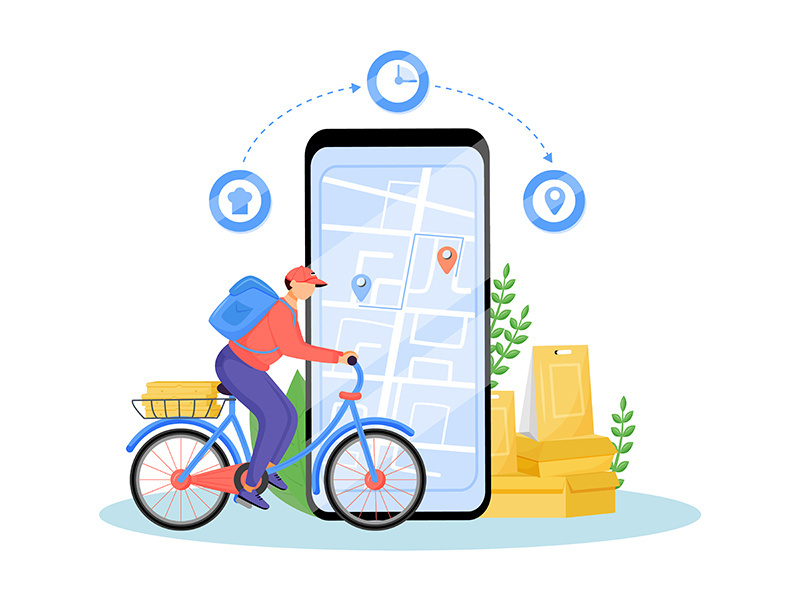 Food delivery service flat concept vector illustration
