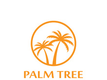 Palm tree summer logo design with creative ideas.