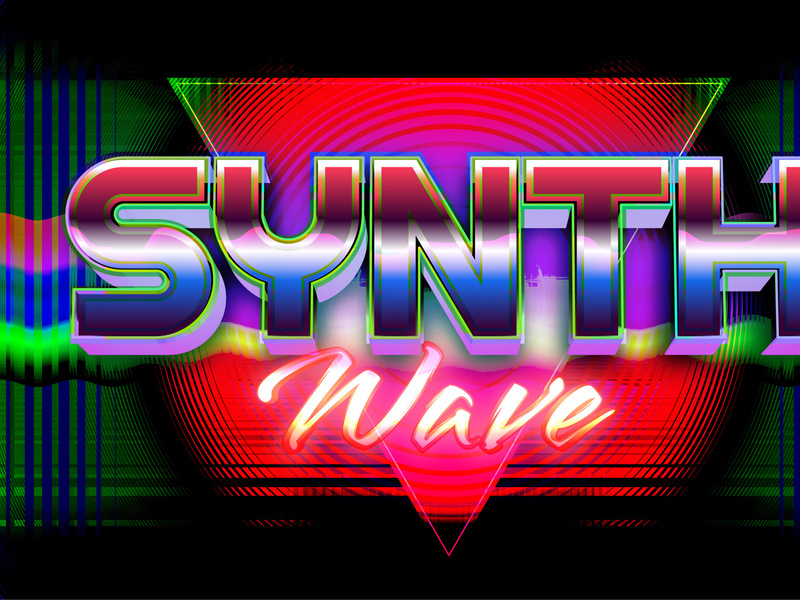 Synth wave editable text effect retro style with vibrant theme concept for trendy flyer, poster and banner template promotion