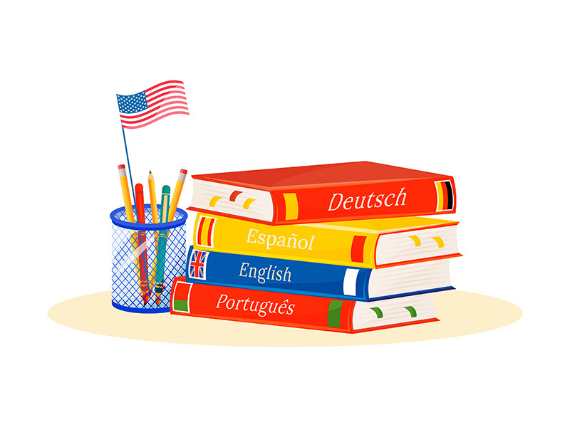 Foreign language learning flat concept vector illustration
