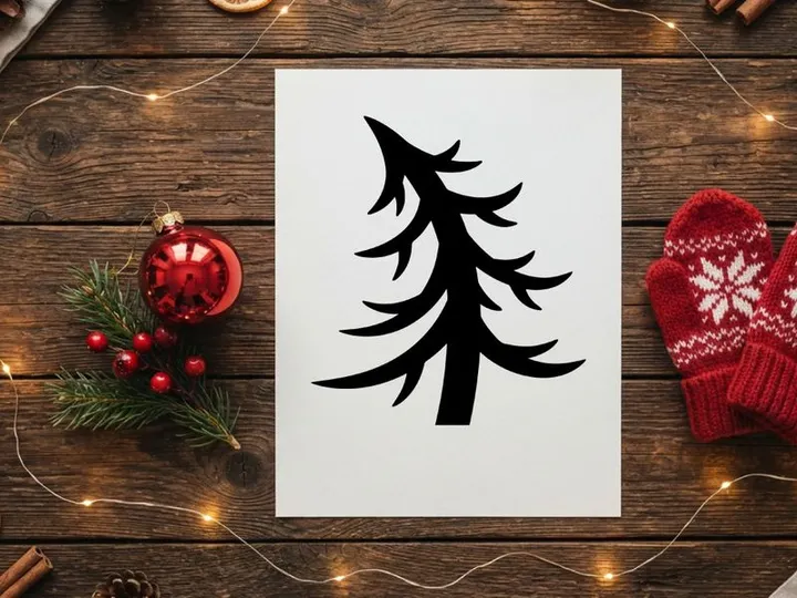 Black pine tree silhouette icon isolated on white background for Christmas design