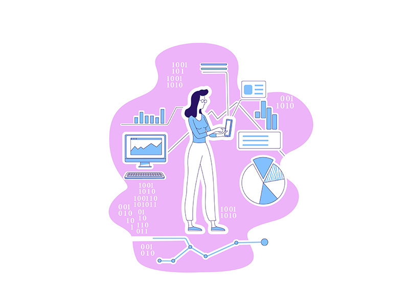 Data scientist thin line concept vector illustration