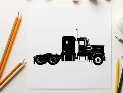 Silhouette of a semi truck tractor unit with sleeper cabin