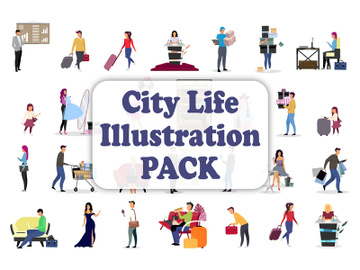 City life illustrations bundle preview picture