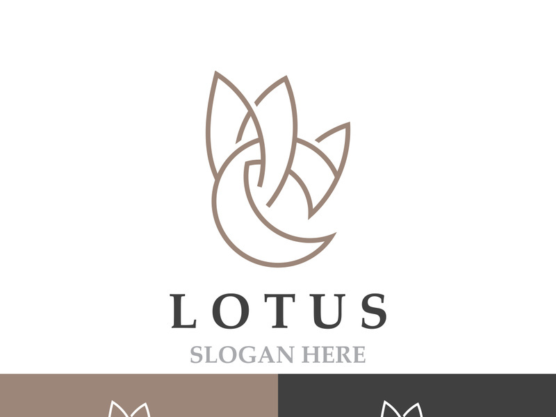 Floral Lotus line art beauty simple and modern logo template vector element