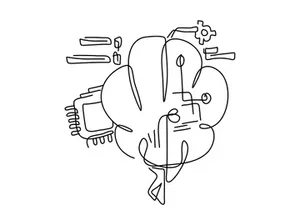 Flat Illustration Outline Intelligence AI