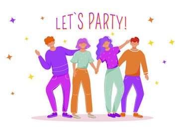 Let party flat vector illustration preview picture