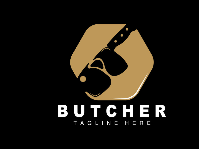 Butcher logo design, Knife Cutting Tool Vector Template, Product Brand Illustration