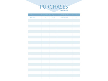 Purchases checklist creative planner page design preview picture