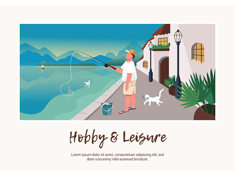 Hobby and leisure banner flat vector template