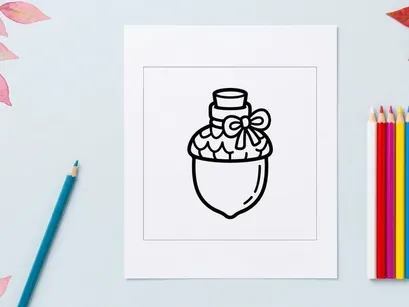 Hand-drawn Halloween candy jar with bow. Spooky season treat container illustration for festive decorations.