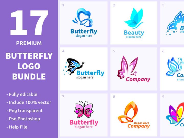 17 Butterfly Logo Bundle