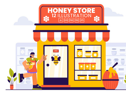 12 Sweet Honey Store Illustration